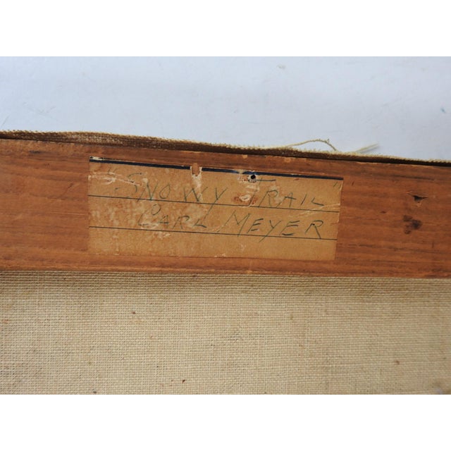 Textile Vintage Mid 20th Century Impressionist Snowy Winter Trail Painting For Sale - Image 7 of 8