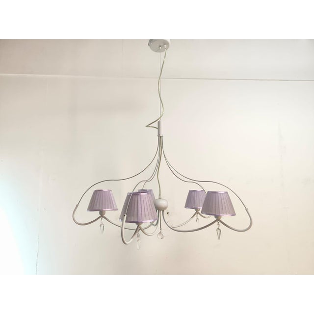Five-Light Chandelier with Organza and Crystal Lampshades For Sale - Image 11 of 18