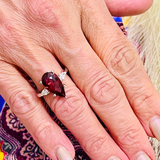 Pink Natural Tourmaline Diamond Ring Size 7 14k W Gold 4.8 TCW Certified For Sale - Image 8 of 18