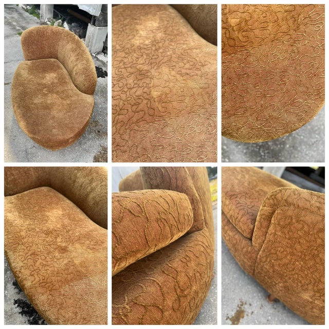 Modern Settee Chaise Upholstered Lounge | Style of Vladimir Kagan For Sale - Image 12 of 12