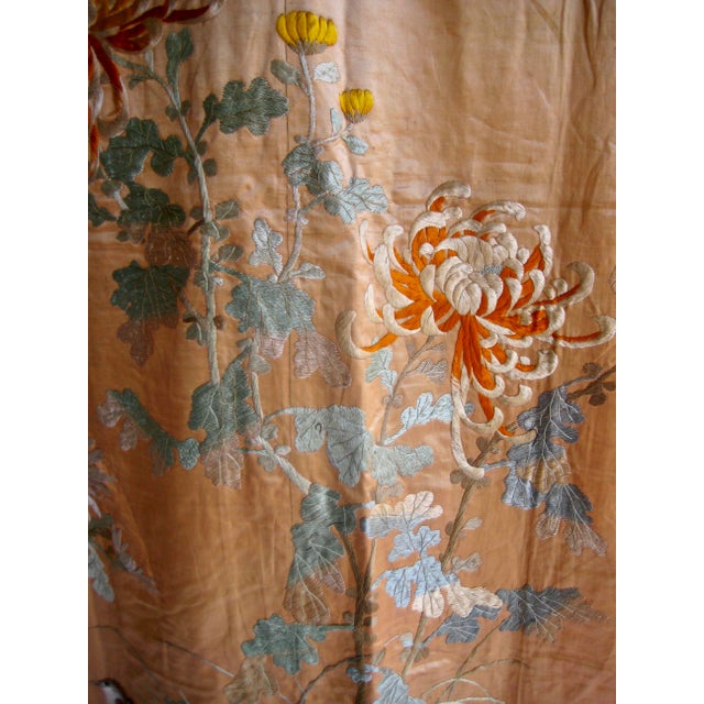 Late 19th Century Japanese 19 Century Silk Embroidery Birds and Wisteria Flowers For Sale - Image 5 of 15