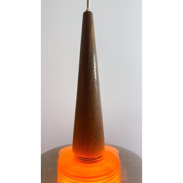 Scandinavian Pendant in Glass and Teak, 1960s For Sale - Image 4 of 5