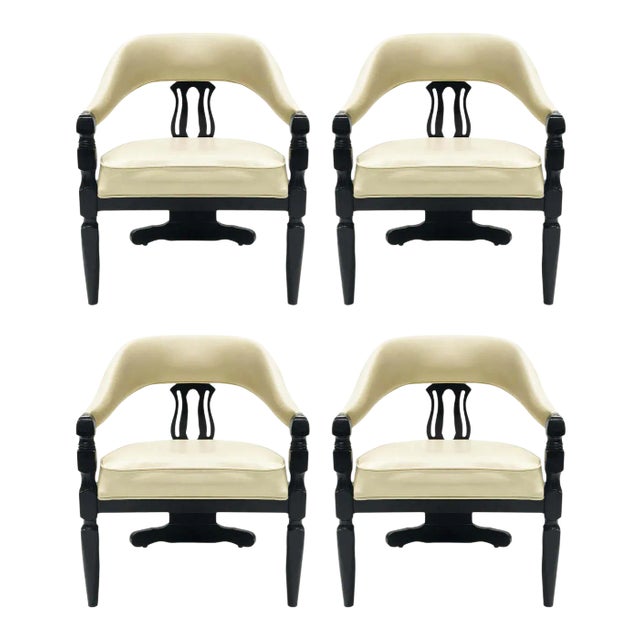 Modern Asian-Inspired Dining Chairs - Set of 4 For Sale