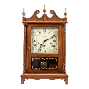 Antique Mahogany Daneker Pillar and Scroll Mantel Clock