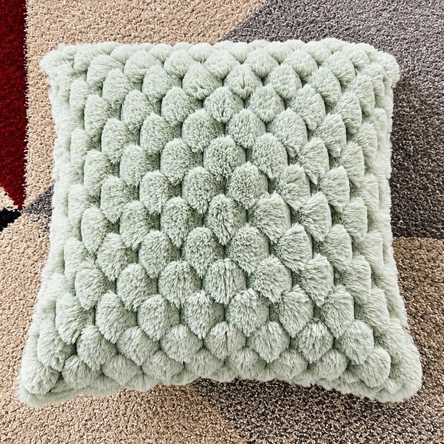 2020s Textured Green Decorative Throw Pillow 16x16 Inches For Sale - Image 5 of 10
