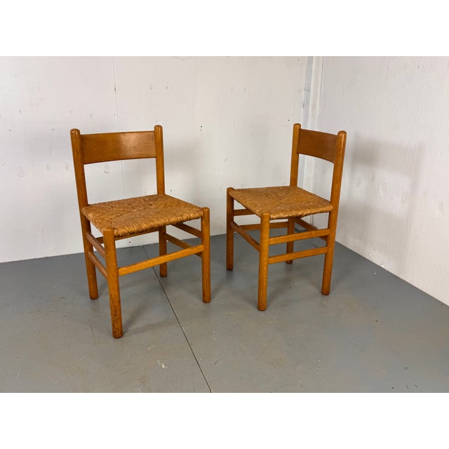 1950s Vintage Oak and Rush Chairs by J Van Heuvel for Advorm, 1950s, Set of 2 For Sale - Image 5 of 11