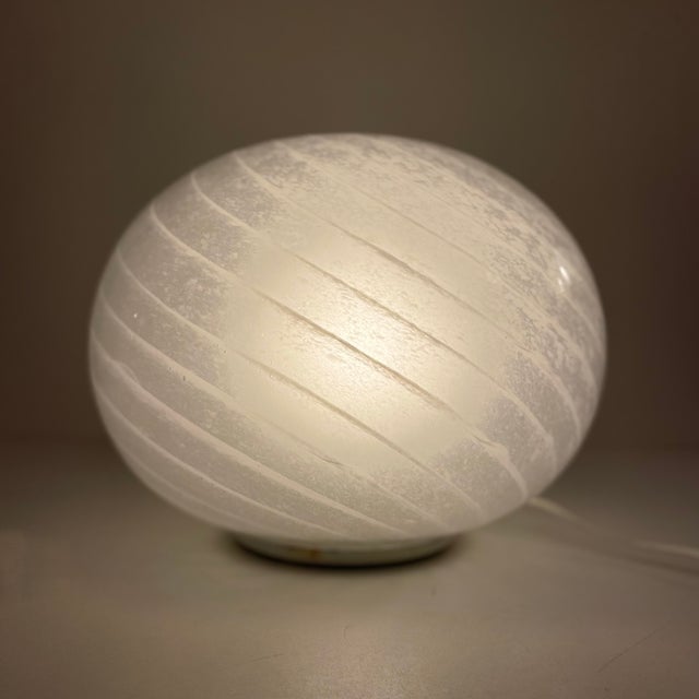 White Murano Glass Globe Table Lamp, 1970s For Sale - Image 8 of 14