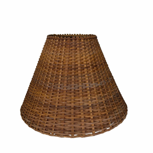 Farmhouse Vintage Hand Woven Rattan Lampshade For Sale - Image 3 of 5