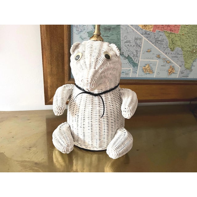 1970s Wicker Teddy Bear Lamp & Shade For Sale - Image 12 of 18