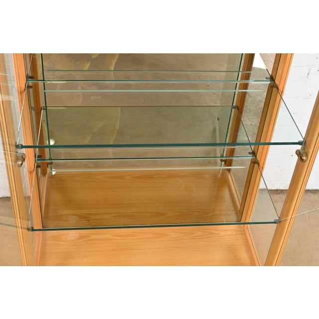 Milo Baughman Style Burl Wood Lighted Bookcase or Display Cabinet by Henredon For Sale In South Bend - Image 6 of 11