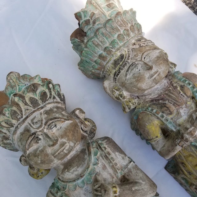 1960s Vintage Pair of Carved Indian Figures For Sale - Image 5 of 9