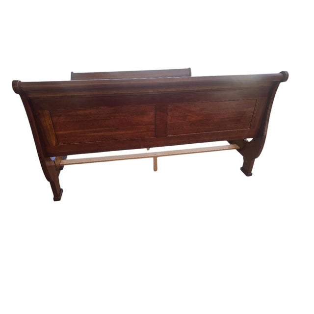 Late 20th Century Traditional Cherry Finished King Size Sleigh Bed For Sale - Image 5 of 6