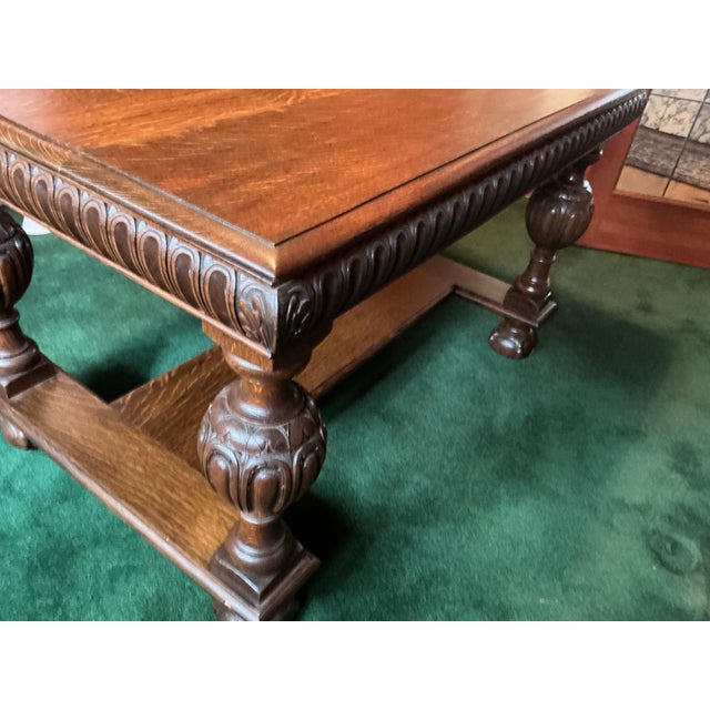 Mid 20th Century Antique Arts and Craft Quarter Sawn Library/ Console Table For Sale - Image 5 of 10