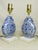Pair of Chinese Blue and White Porcelain Moon Flask Shaped Lamps For Sale - Image 4 of 15