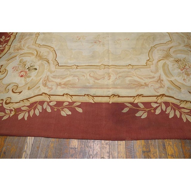 Aesthetic Floral Design in a Ivory Ground Color Antique French Aubusson Rug For Sale - Image 4 of 7