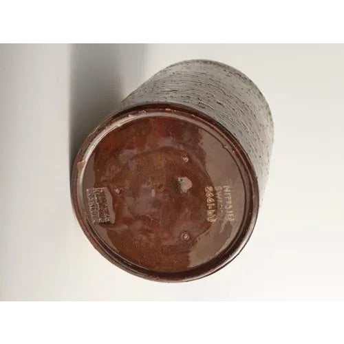 Ceramic Scandinavian Modern Brown Cylindrical Vase by Jerk Werkmäster for Nittsjö, 1960 For Sale - Image 7 of 9