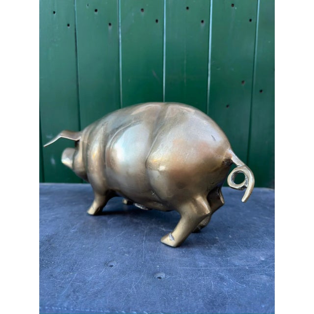 English Brass Piggy Bank, 1920s For Sale - Image 9 of 10