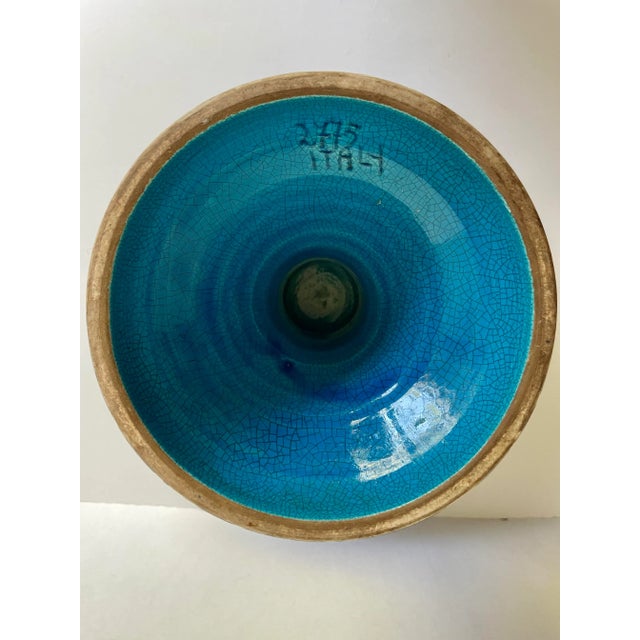 Ceramic Vintage Italian Ceramic Glazed Pedestal Bowl For Sale - Image 7 of 13