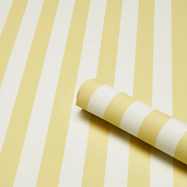 Contemporary SAMPLE - Schumacher Emma Stripe Wallpaper In Yellow For Sale - Image 3 of 4