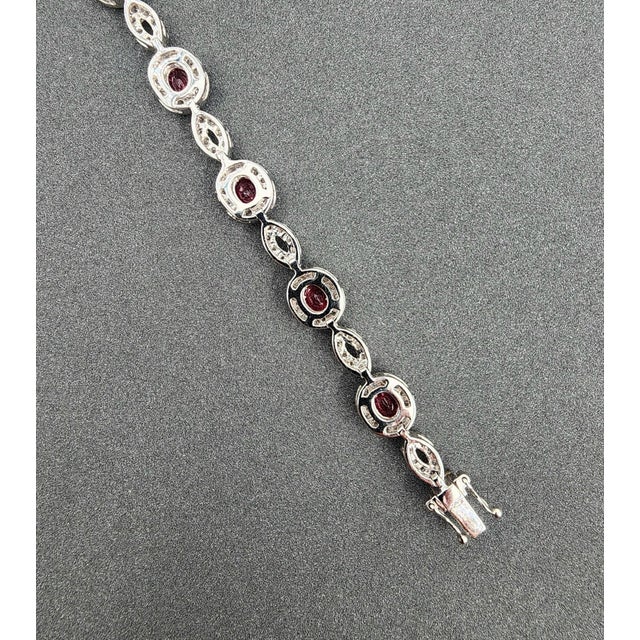 Red 8.04 Ct Natural Ruby & Diamond Tennis Bracelet For Sale - Image 8 of 10