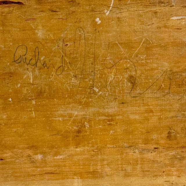 1950s Vintage Wall Folk Art Carving of a Head of a Dog on Wood Board, Signed For Sale - Image 5 of 5