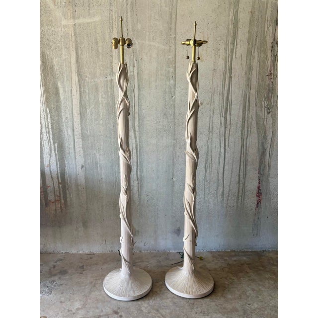 Contemporary Vintage Organic Modern Coastal Pencil Reed Floor Lamps - a Pair For Sale - Image 3 of 8