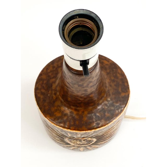 1960s Danish Ceramic Table Lamp With Sun Design by Søholm Ceramics. For Sale In Miami - Image 6 of 9