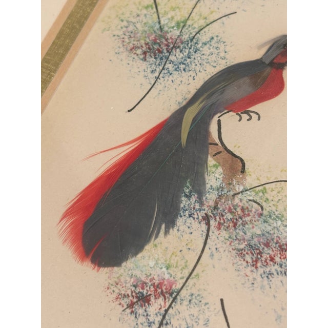 Silver Late 20th Century Framed Chinoiserie Style Bird Painting- A Pair For Sale - Image 8 of 11
