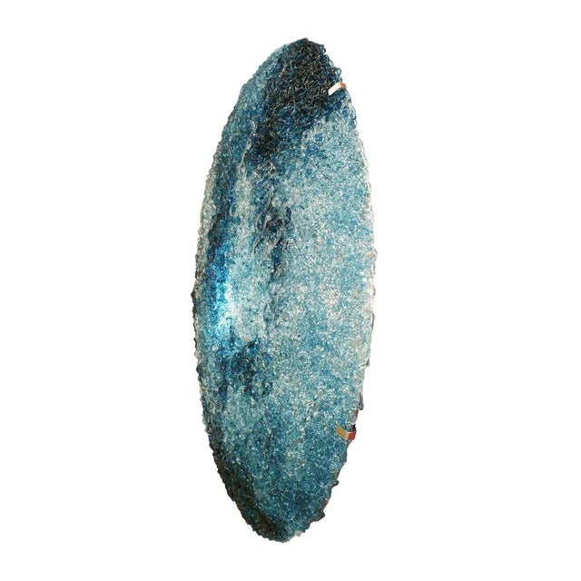 Circular wall lamp model Tondo by Jacopo Foggini, handmade molded blue polycarbonate. Made in Italy. This piece has an...