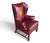 Wood Vintage Burgundy Leather Wingback Chair With Brass Nailhead Trim by Baker For Sale - Image 7 of 18