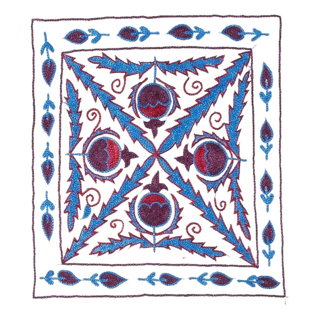 Handmade Suzani Textile Embroidered New Cushion Cover, Silk Pillowcase. 17"x18" For Sale