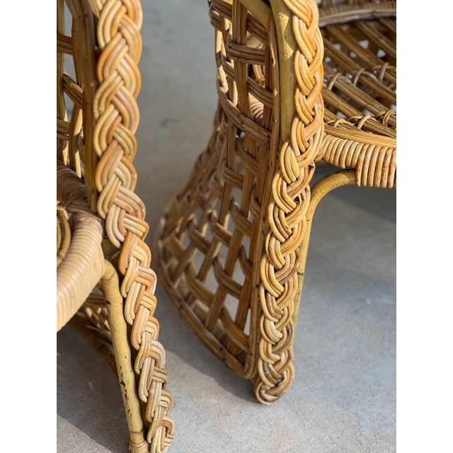 Pair of 1970s Modern Organic Bamboo/Rattan Lattice Chairs For Sale - Image 15 of 18