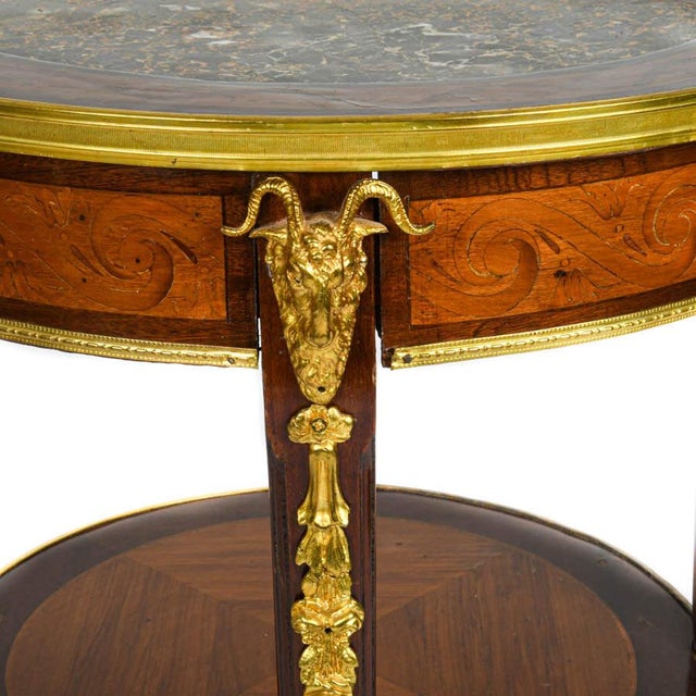 Early 20th Century French Satinwood & Gilt Bronze Marble-Top Round Side Table, Early 20th Century For Sale - Image 5 of 9