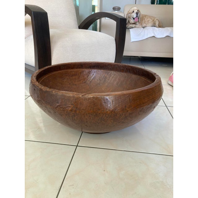 Rustic Large Rustic Teak Wood Bowl For Sale - Image 3 of 8