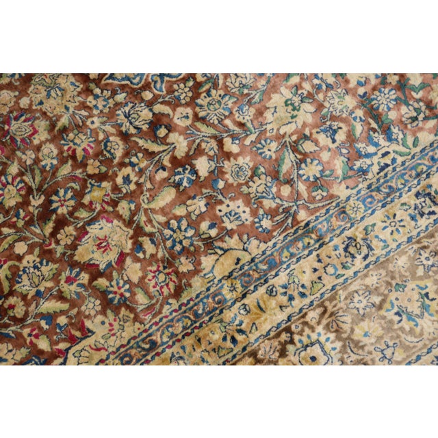 Brown Early 20th Century Zabihi Collection Indian Floral Room Size Rug - 10'7" x 13'6" For Sale - Image 8 of 12