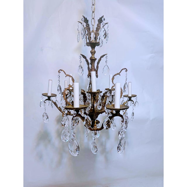 1920s Vintage Spanish Chandelier With Crystal Prisms For Sale - Image 13 of 15