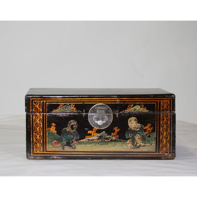 A collection of ten vintage hand-painted jewelry boxes. Each has different painting on it. Age properly chips, scratches,...