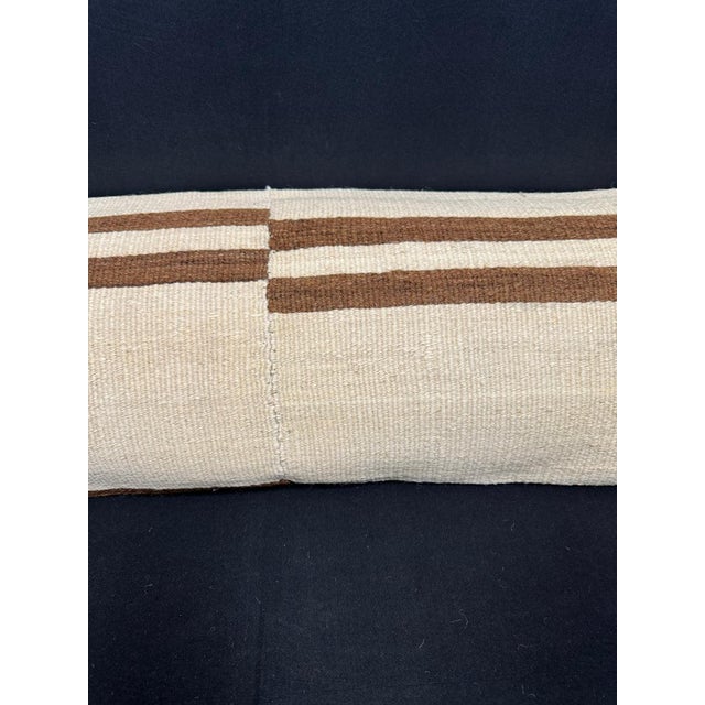 Contemporary Turkish Hemp Pillow Cushion Natural Beige Brown Cushion Cover 14x45 For Sale - Image 3 of 4