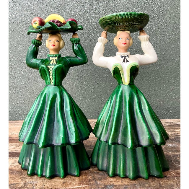 Vintage MCM Hand Painted Figured - Set Of. 2 For Sale - Image 10 of 12