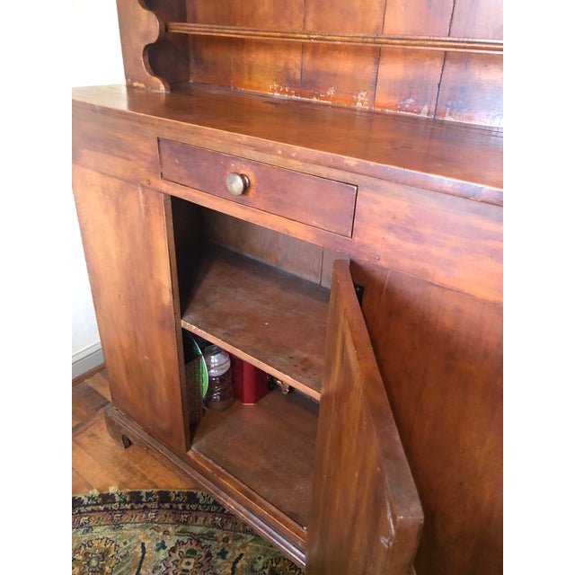 Late 18th Century VTG Pine Country One Piece Stepback Hutch Display Shelves, and Lower Storage Cabinet For Sale - Image 10 of 12