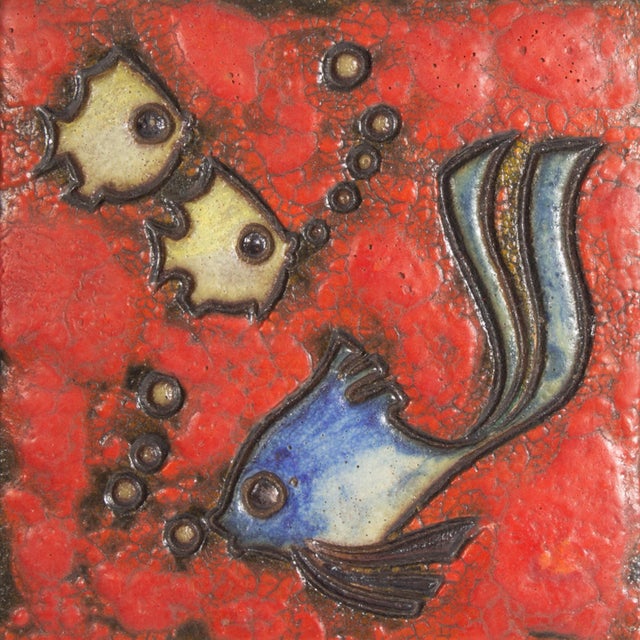A West German fish wall tile designed by the German ceramicist Adele Bolz (1914-1964) for the German ceramics manufacturer...