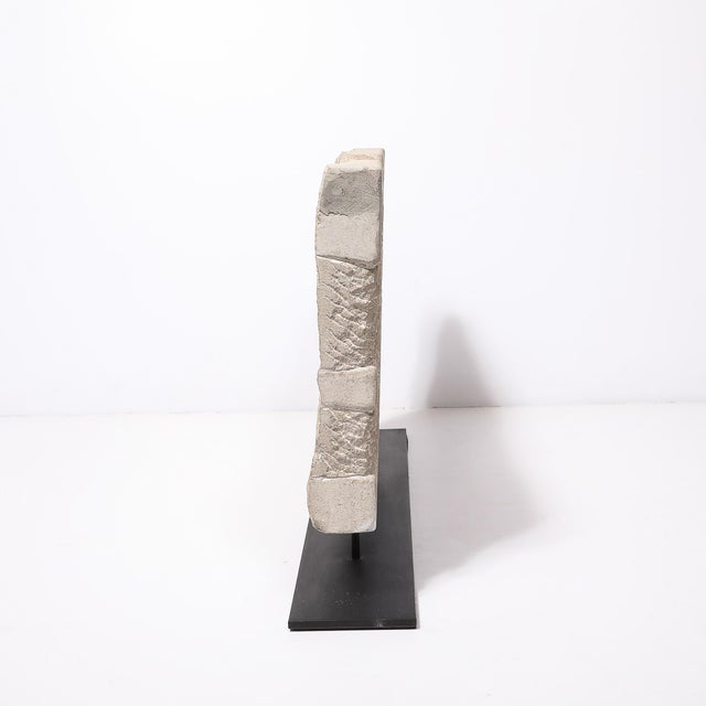 Modernist Limestone Sculpture on Iron Base Entitled "Flood" by Bradford Graves For Sale - Image 10 of 14