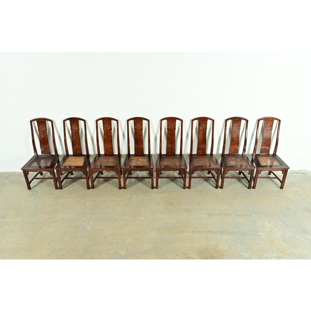 Henredon Hollywood Regency Chinoiserie Sculpted Mahogany Dining Chairs, Set of Eight For Sale In South Bend - Image 6 of 17