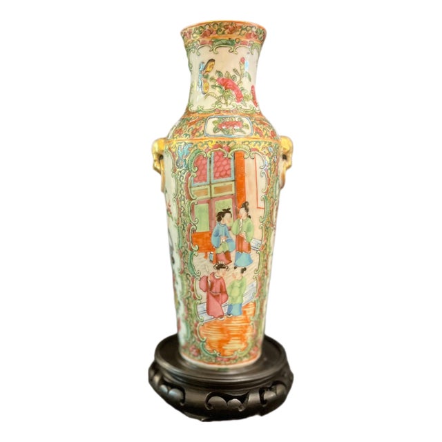 Vintage Rose Medallion Vase For Sale
