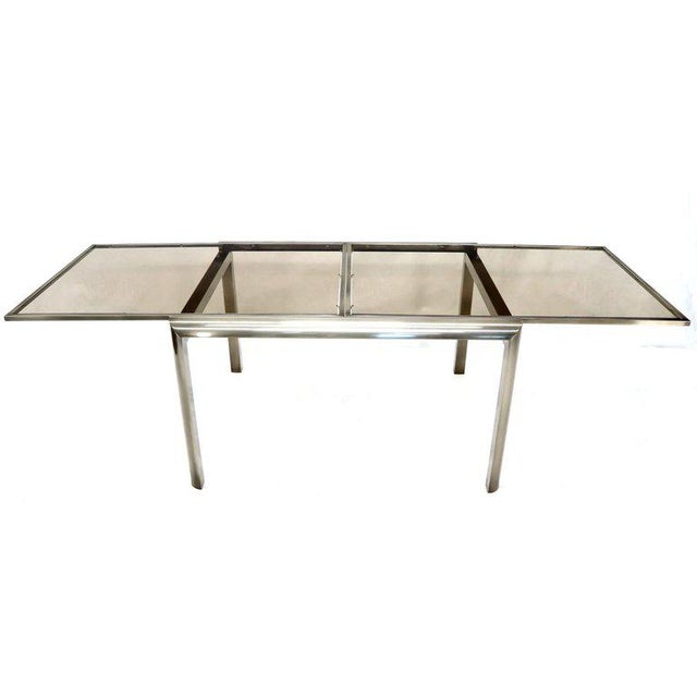 Expandable Metal Frame Glass Top MidCentury Modern Dining Table Chairish