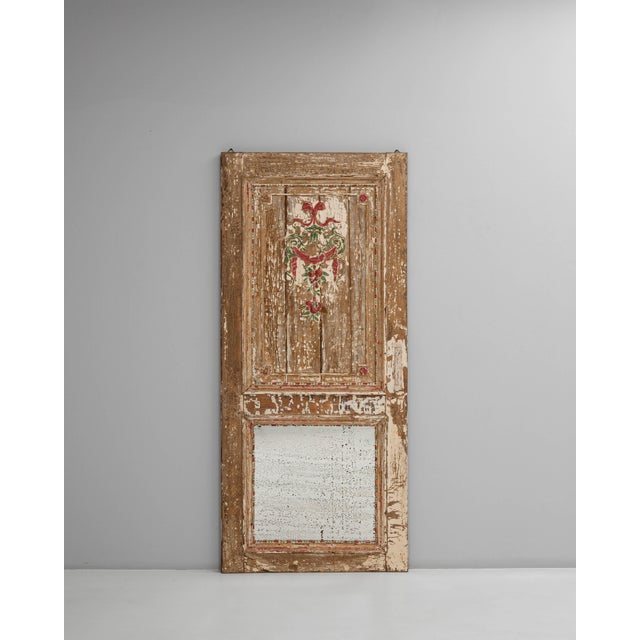 French 19th Century French Wood Patinated Door With Mirror For Sale - Image 3 of 18