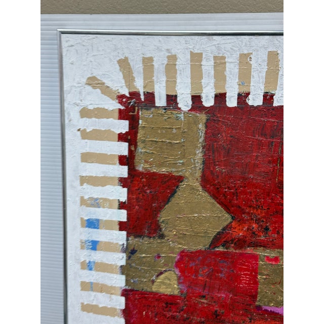 Late 20th Century Mixed Media Metallic Abstract Original Artwork, Signed For Sale - Image 5 of 12