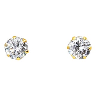Late 20th Century 118K Yellow Gold Diamond Martini Style Stud Earrings, Pair For Sale
