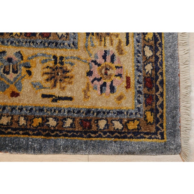 9x9 Square Azure Elegance Blue Floral Modern Handmade Mohair Oushak Carpet Rug For Sale In New York - Image 6 of 7