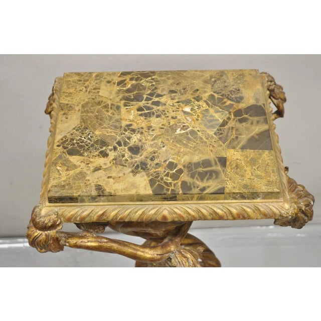 Hollywood Regency Late 20th Century Maitland Smith Italian Grotto Style Branch and Bird Figural Pedestal Side Table For Sale - Image 3 of 12